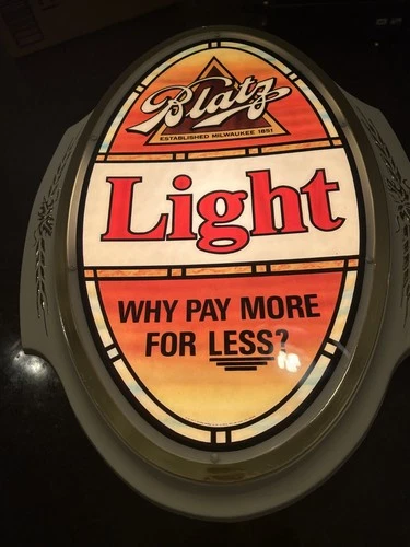 Vintage Blatz Light Beer Lighted Bar Sign Lamp Works Great Condition