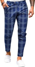 Mens Slim Fit Stretch Chino Pants Flat Front Casual Dress Trousers with Comfort