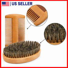 Men’s Boar Hair Beard Brush – Soft Bristle Mustache Grooming, Wooden Handle