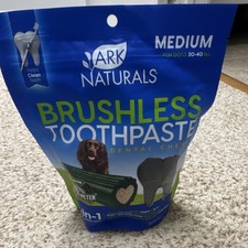 Ark Naturals Brushless Toothpaste Dental Chew Medium Adult Dog 8oz Plaque Odor