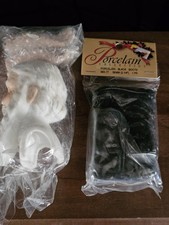 Vintage Porcelain Collection Santa Doll Head , Hands And Black Vinyl Boots 3.5"