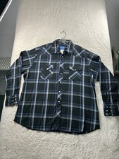 Vintage 80  s Wrangler Men  s Plaid Light Weight Pearl Snap Western Shirt Size XXL