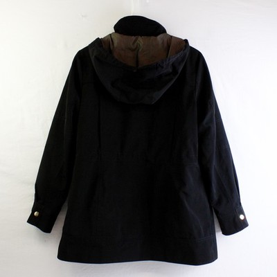 Liz Claiborne Outerwear Black Zip-Up Jacket Removable Hood Women