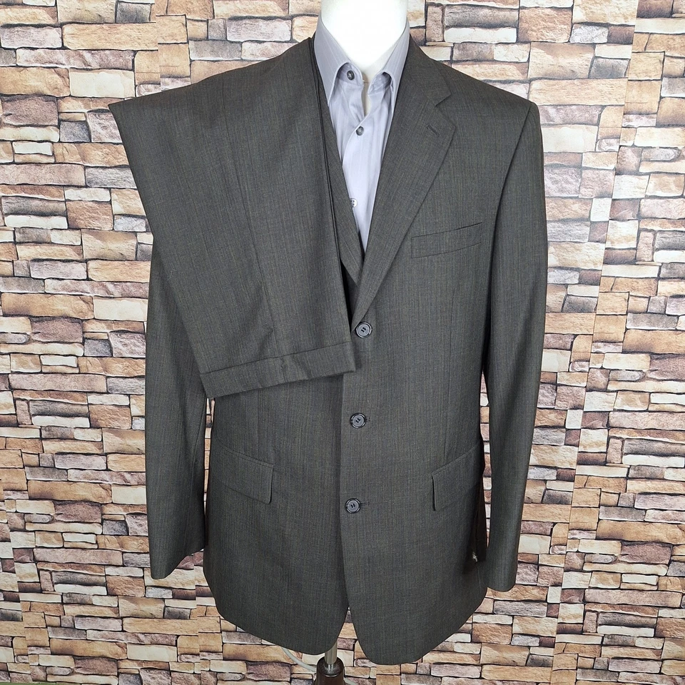 Traje Jeffrey Banks 2 Piezas Hombre 42L 34X33 Gris 3 Botones Lana Sin Ventilación Foto 3 de 4