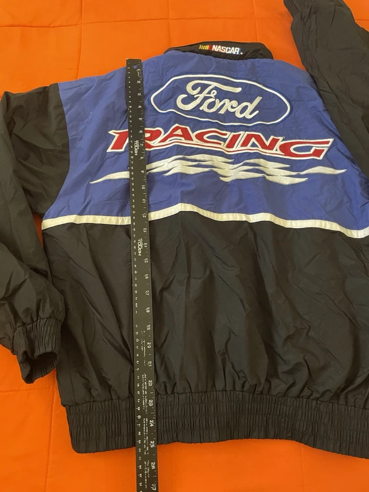 Vintage Racing Champions Blue Black White Ford Racing NASCAR Jacket Mens Medium - Image 4 of 4