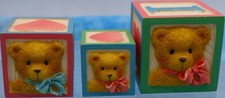 Cherished Teddies 1996 Bear Alphabet Blocks Set of 3 I Love You Cubes Enesco