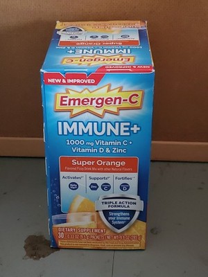 (BB 05/26) Emergen-C Immune Plus 1000mg Super Orange Vit C, D & Zinc - 30 ct.