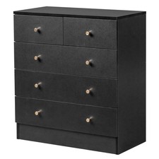 Versatile 5-Drawer Wooden Dresser, Living Room Bedroom Storage Cabinet Black