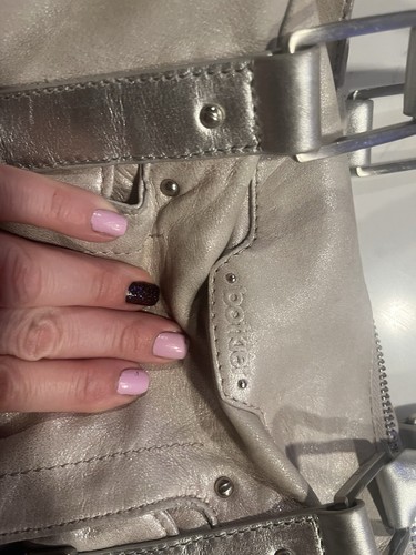 Botkier Trigger Clyde Handbag Purse Shimmer Silver Handle Shoulder Zipper Large - Picture 3 of 8