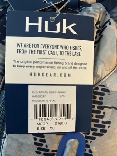 Huk Mens Icon X Puff Blue Camo Insulated Jacket Size XL NWT - Picture 7 of 7