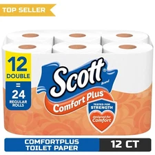 Scott ComfortPlus Toilet Paper, 12 Double Rolls,231 Sheets per Roll, Septic Safe
