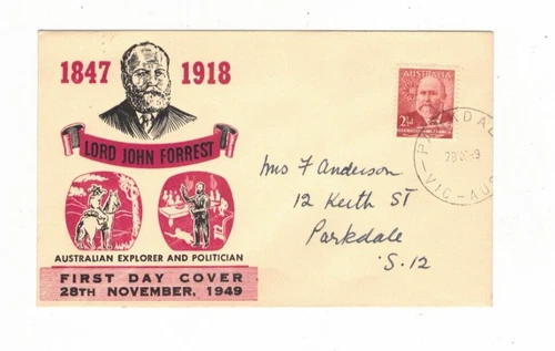 Australia 1949 Forrest on FDC,cds PARKDALE Vic