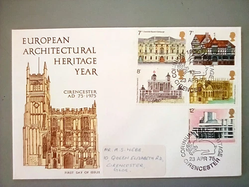GB FDC 1975 ARCHITECTURAL HERITAGE YEAR OFFICIAL CIRENCESTER SPECIAL