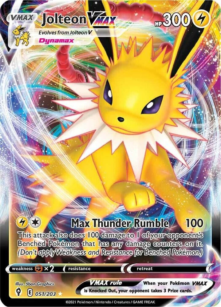 Jolteon VMAX 051/203 Swsh07: Evolving Skies Holofoil - NM - Pokemon TCG