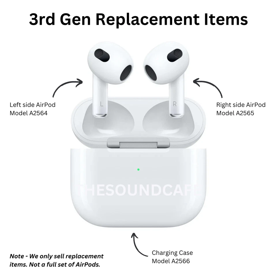 NEW Apple AirPods 3rd Generation - Replacement Case/Left/Right Side Headphones - Image 2 of 4