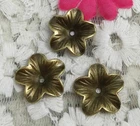 Free Ship 60 pcs bronze plated flower bead caps 18x18mm H-2827