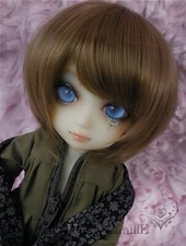 1/6yosd BJD Short Wig Doll Hair Shock Haircut Air Bangs Bob Brown/Black LUTS DZ
