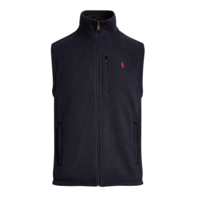 Men's Polo Ralph Lauren Navy Heather Fleece Mock-Neck Vest [Small
