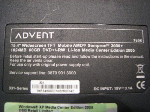 Case Down Advent 7105 2429382-29630