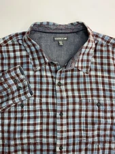 Toad & Co Flannel Shirt Men’s Size XL Blue Red Plaid Long Sleeve Casual Flaw