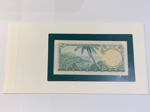 Billet et Enveloppe Caraïbe Five Dollars 1965 Neuf + Fiche (102-18/A0-93) - Afbeelding 2 van 3