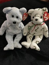 Ty Beanie Babies CAND-e Bear Flaky Snowflake Bear Christmas Set Of 2