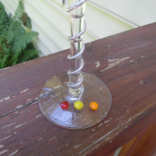 Set of 6 Hand Blown Clear Wine Glasses W/Colorful Art Glass Fish/starfish 12oz - Picture 3 of 9
