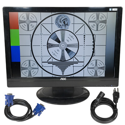AOC LCD Monitor 2019sw1 VGA 1680x1050 20'' 16:10 Power VGA Cleaned Tested Working