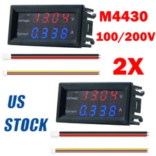 2x M4430 DC 100V/200V Digital Voltmeter Ammeter LED Voltage Amp Panel Meters HOT