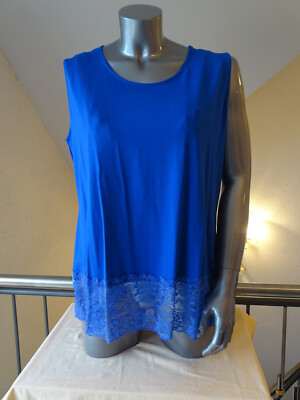 Top mit Spitze am Saum von Mocca by Jutta Leibfried in Royal Blau Gr. 48