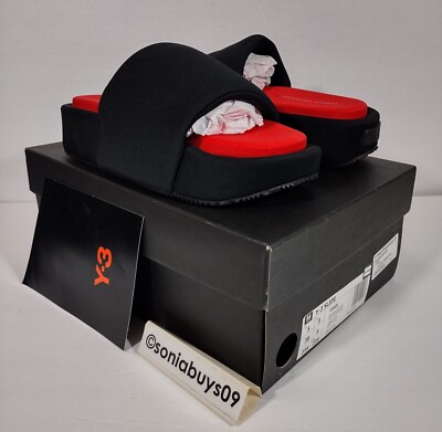 Adidas Y-3 Unisex Platform Slides, FZ4505, Black/Red, Men Size 5