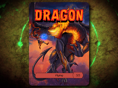 Dragon 5/5 Full Art Token [by Darkside Tokens] Magic the Gathering MTG!