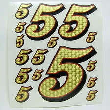 Racing Numbers Number 5 Decal Sticker Pack Gold Red Black 1/8 1/10 RC models S05