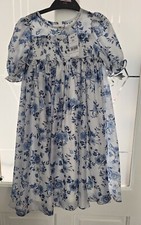 Girls Blue & White Next Special Occasion Dress 4-5 Years BNWT