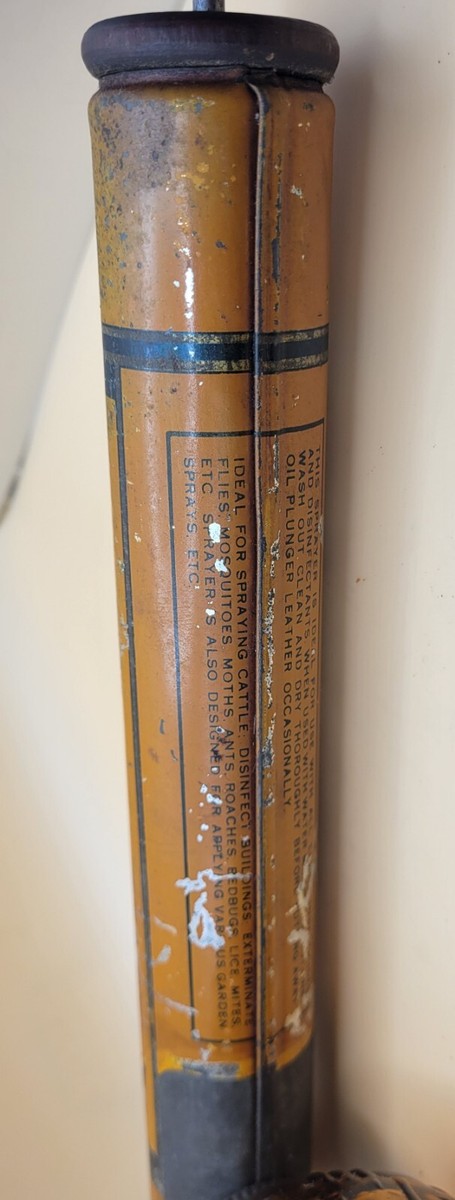 希少品！70's〜アメリカアンティーク　殺虫剤SPRAYER　USAヴィンテージ Vintage FLY DED Bug Sprayer w/Amber Color Glass Jar & Metal Pump