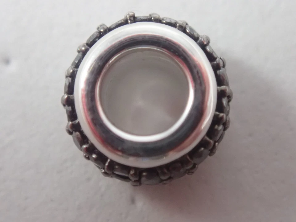 LINKS OF LONDON STERLING SILVER SWEETIE BRACELET ROUND BEAD w/ BLACK DIAMONDS - Image 3 of 4