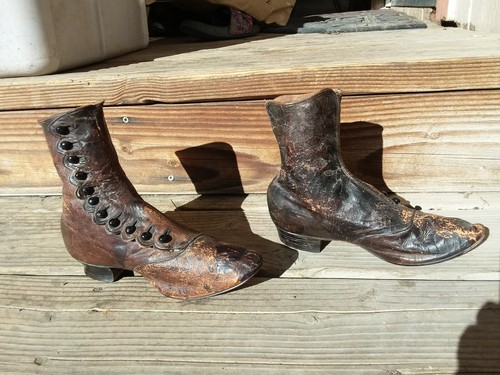 Antike viktorianische Lederschuhe mit Knöpfen aus dem 19. Jahrhundert BÜRGERKRIEGSZEIT? Fashion Apparel  - Bild 1 von 11