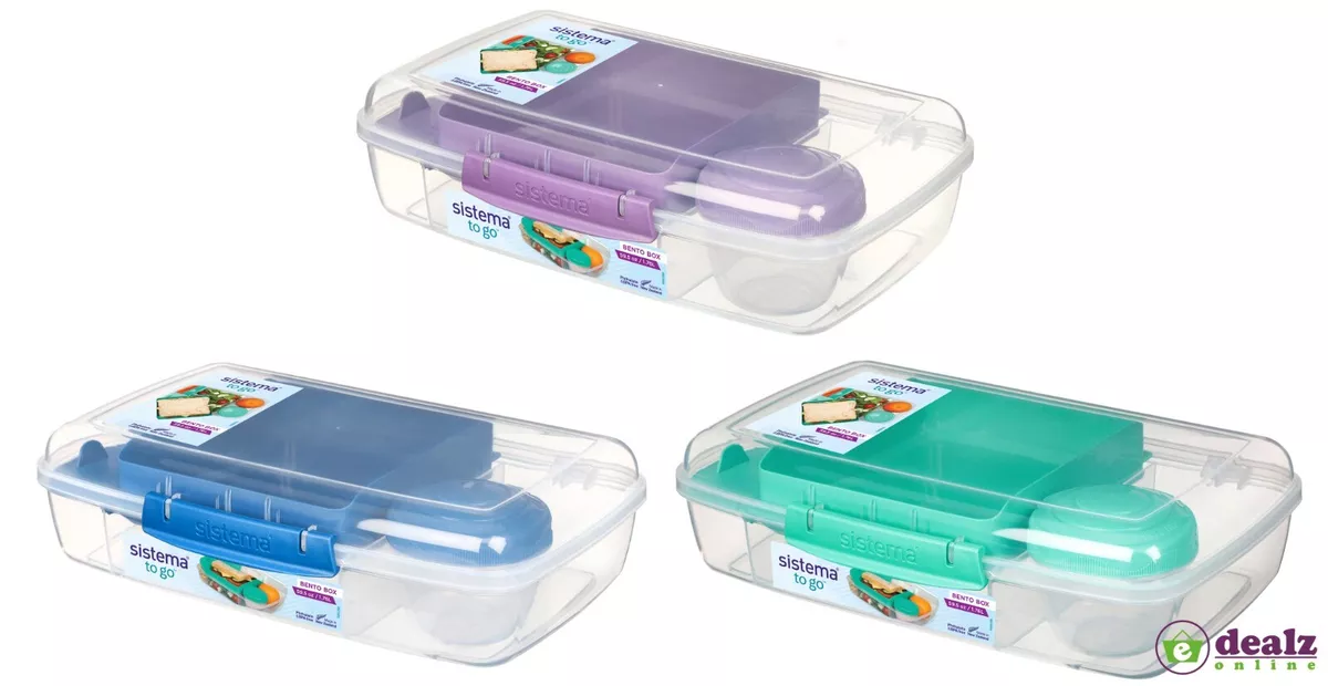 Sistema Bento Box To Go Lunch Box With Yoghurt/Fruit Pot 1.25 L Made Using  Recycled Plastic Recyclable With Terracycle Teal Stone