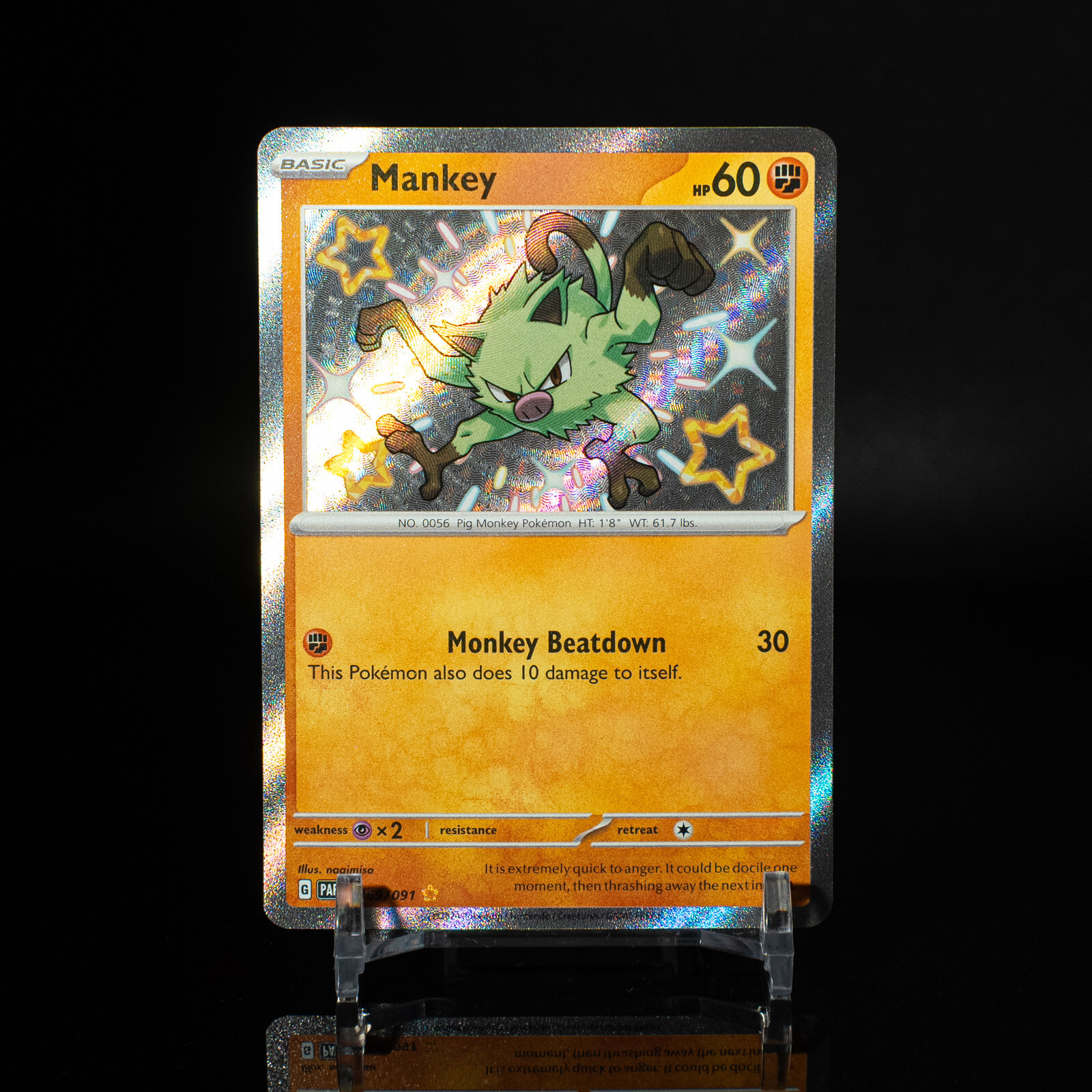 NM 💎 Pokemon Mankey 169/091 Paldean Fates Shiny Ultra Rare Holo Card TCG