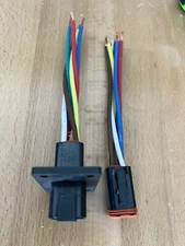 6" Assembled Black Flanged Mount Deutsch 6 Pin,12 AWG waterproof Pigtail Harness