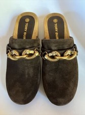 Tory Burch Brown Jessa Clog With Gold Knotted Accent 5.5