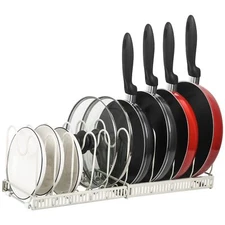 ROOHUA Pot Rack Organizer -Expandable Pot and Pan Organizer for CabinetPot Li...