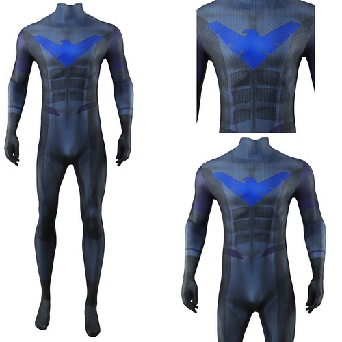 Cosplay The Batman Nightwing Robin Jumpsuit Superhero Adult Kids Bodysuit Mens - Picture 6 of 12