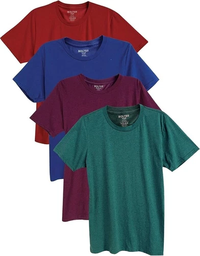 4-Pack Mens Crew Neck T-shirts Cotton Poly Blend by Bolter - Medium