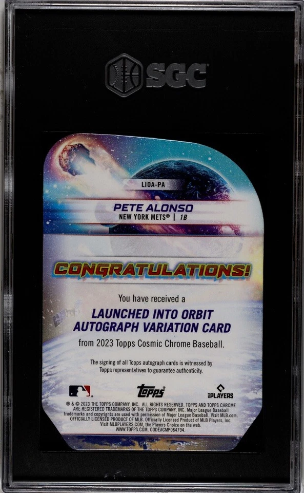 2023 Topps Cosmic Chrome PETE ALONSO Launched Into Orbit Auto SGC 8.5 LIOA-PA - Image 2 of 2