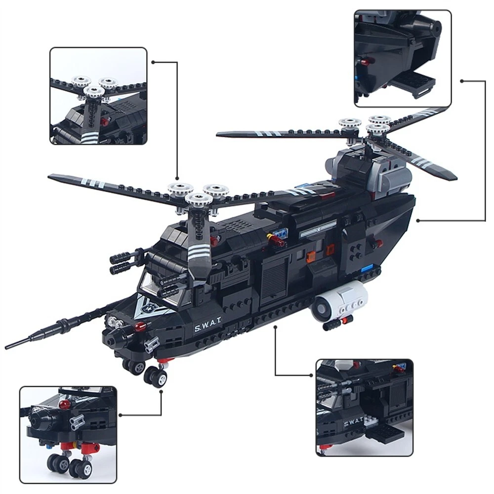 Swat Special Force Police Helicopter Building Blocks Bricks Toy
