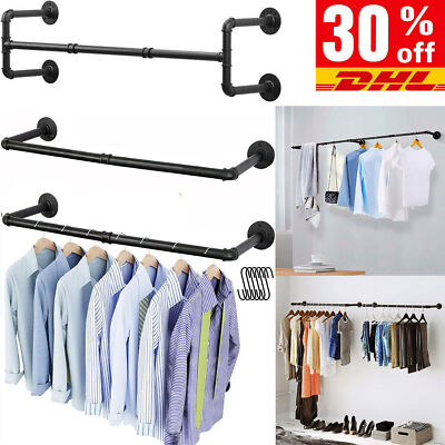 Kleiderstange XXL Wand Garderobenstange Schwerlast 2er Set Schwarz Gold mehr Wah