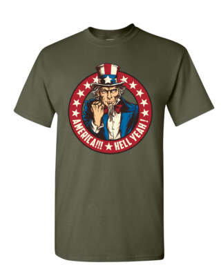 America Hell Yeah T-Shirt Uncle Sam Patriotic Stars and Stripes Mens Tee Shirt