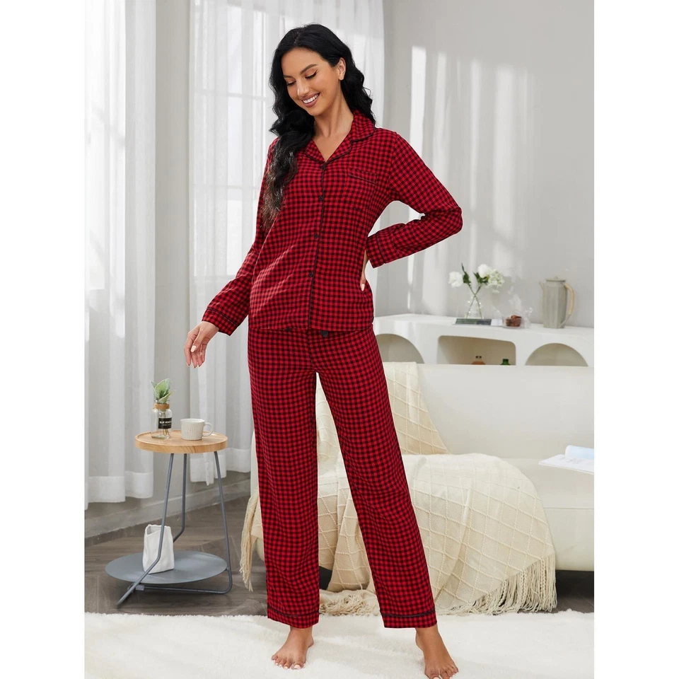 New Luxurious Red and Black Checked Ladies Pyjama Set for Cosy Evenings - Image 2 of 4