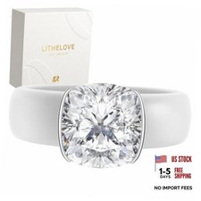 Silicone Anniversary Ring with Stone, Cushion Cut Cubic 9 SETB-White / Silver